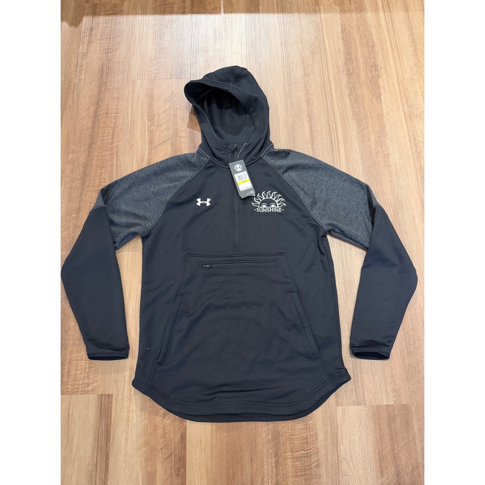 Under Armour Hoodie Mens Medium Black Sunshine 1/4 Zip Pullover 1351314-001